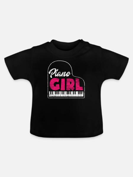 Piano Mädchen - Baby Bio-T-Shirt mit Rundhals - Schwarz