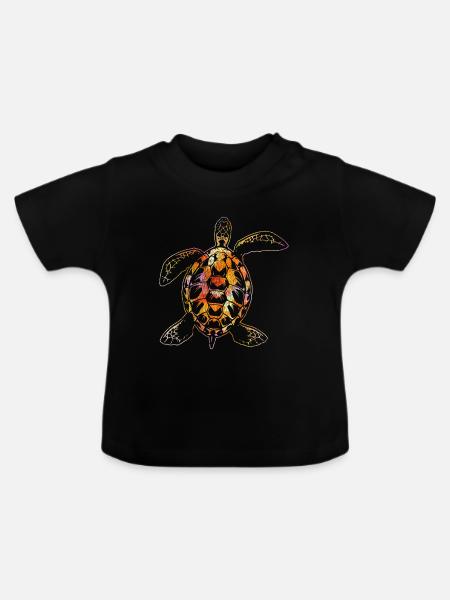 Schildkröte Tiere - Baby Bio-T-Shirt mit Rundhals - Schwarz