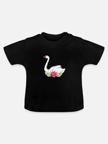 Schwan - Baby Bio-T-Shirt mit Rundhals - Schwarz