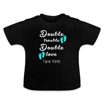 Schwangerschaft von Zwillingen Twins - Baby Bio-T-Shirt mit Rundhals - Schwarz - Vorne