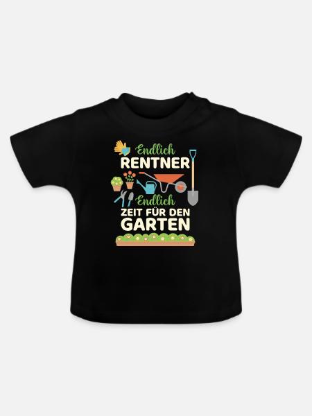 Rentner Garten Geschenk - Baby Bio-T-Shirt mit Rundhals - Schwarz