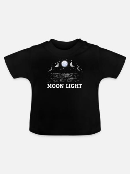Mondlicht Mondphasen Astrologie Mond - Baby Bio-T-Shirt mit Rundhals - Schwarz