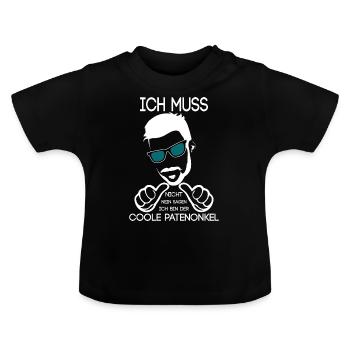 Patenonkel - Baby Bio-T-Shirt mit Rundhals - Schwarz - Vorne