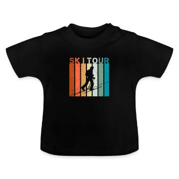 Skitour touring ski ski skiër tourer tour - Baby biologisch T-shirt met ronde hals - zwart - Voor