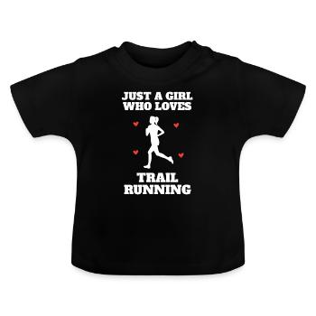 Mountain Trail Running Girl Woman - Baby Organic T-Shirt with Round Neck - black - Front