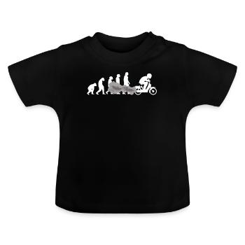 Mofa Mofaroller EVOLUTION Moped Mofafahrer tshirt - Baby Bio-T-Shirt mit Rundhals - Schwarz - Vorne