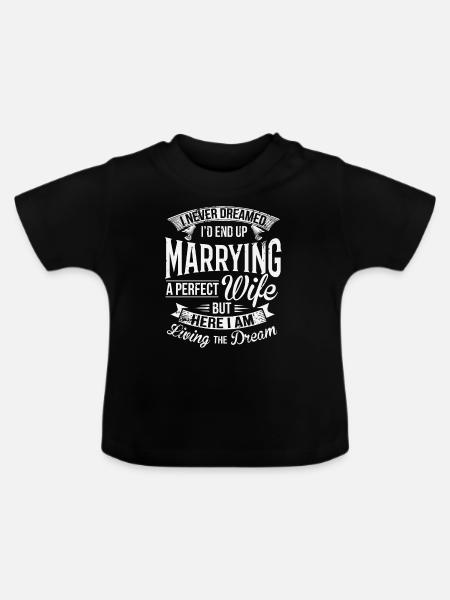 Hubby Wifey Głupi mąż rocznica ślubu - Økologisk T-shirt til baby, rund hals - sort
