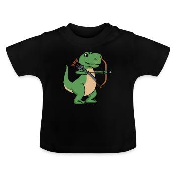 Arc et flèche de sport de tir à l'arc de dinosaure - T-shirt bio col rond Bébé - noir - Devant