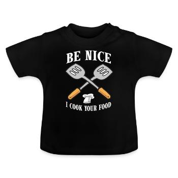 Koch Chefkoch Gourmet Kochmütze Geschenk Cuisine - Baby Bio-T-Shirt mit Rundhals - Schwarz - Vorne