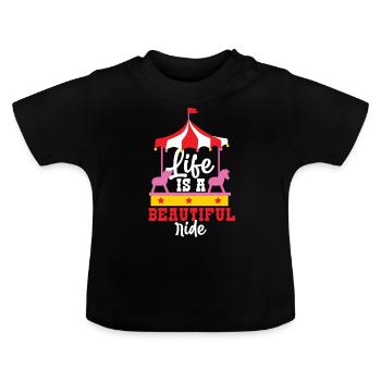 Fête foraine des chevaux de carrousel - T-shirt bio col rond Bébé - noir - Devant