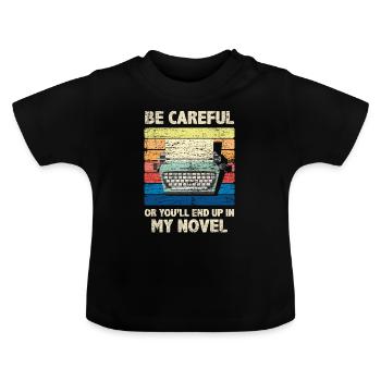 Author retro typewriter - Baby Organic T-Shirt with Round Neck - black - Front
