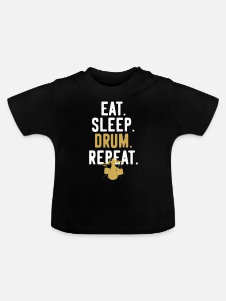 Schlagzeug Schlagzeuger Repeat - Baby Bio-T-Shirt mit Rundhals - Schwarz