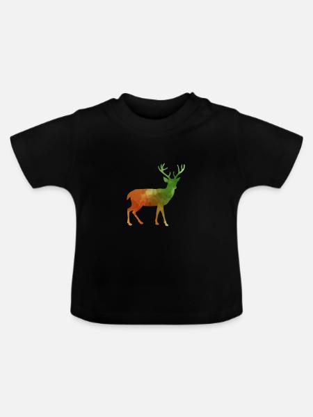 Hirsch Waldtier Schwarzwald Geweih - Baby Bio-T-Shirt mit Rundhals - Schwarz