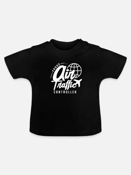 Stolzer Fluglotse Luftraum Flugsicherung Beruf - Baby Bio-T-Shirt mit Rundhals - Schwarz