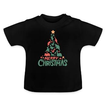 Dinosaure sapin Noël - T-shirt bio col rond Bébé - noir - Devant