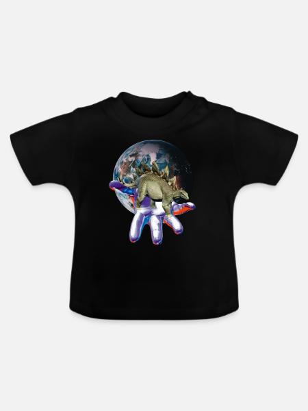 Stegosaurus - Baby Bio-T-Shirt mit Rundhals - Schwarz