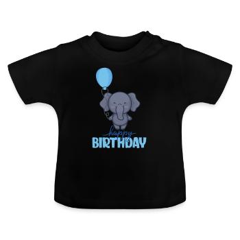 Happy Birthday Elefant - T-shirt bio col rond Bébé - noir - Devant