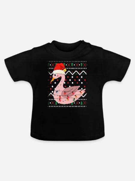 Schwan Ugly Christmas - Baby Bio-T-Shirt mit Rundhals - Schwarz