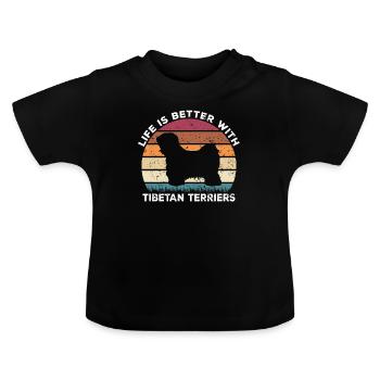 Tibetan Terrier Life is better with the Tibetan - Baby Organic T-Shirt with Round Neck - black - Front