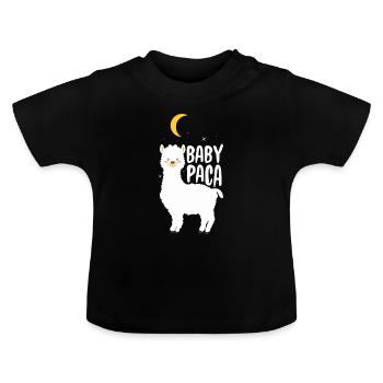 Alpaca Baby Paca - Alpaca Llama slumber sleep - Baby Organic T-Shirt with Round Neck - black - Front