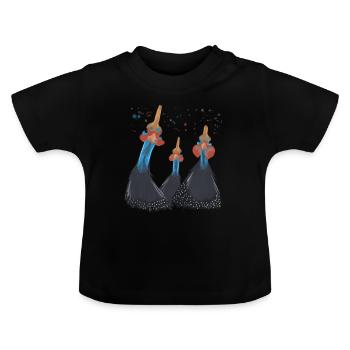 Trio Guinea Fowl - Baby Organic T-Shirt with Round Neck - black - Front