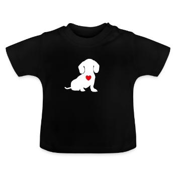 Amant de chien cadeau teckel - T-shirt bio col rond Bébé - noir - Devant