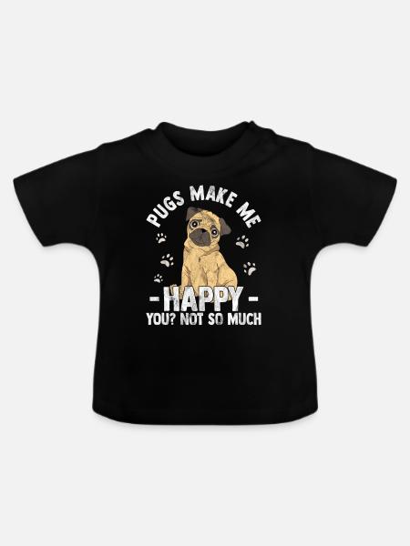 Mops - Baby Bio-T-Shirt mit Rundhals - Schwarz