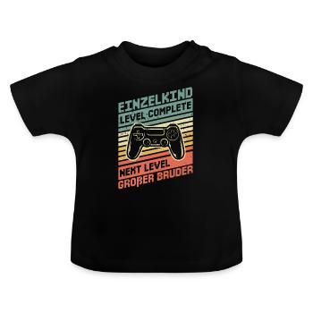 Complete Einzelkind Next Level Großer Bruder - Baby Bio-T-Shirt mit Rundhals - Schwarz - Vorne
