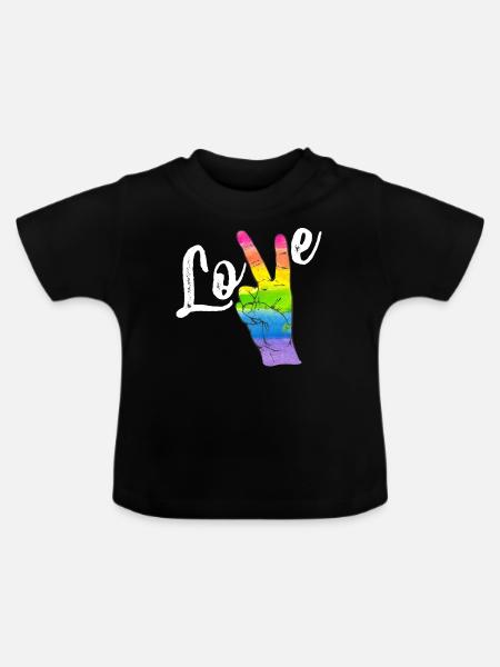 Love Peace Rainbow Gay Pride LGBT Lesbian Gay Prid - Baby Organic T-Shirt with Round Neck - black