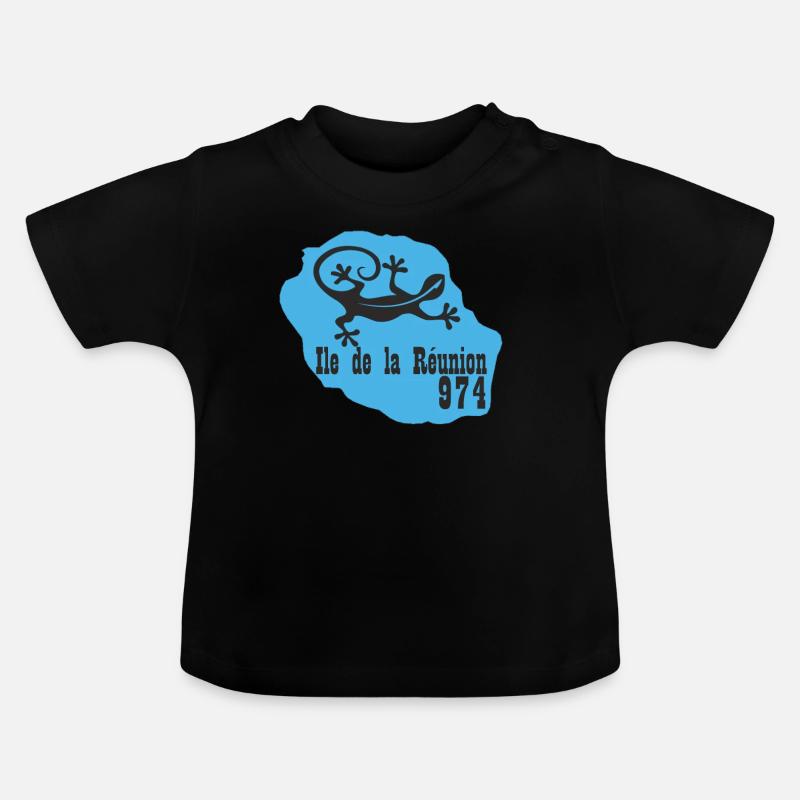 974 Ile de la réunion - T-shirt bio col rond Bébé - noir