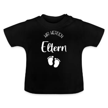 Wir werden Eltern | Zukünftige Eltern - Baby Bio-T-Shirt mit Rundhals - Schwarz - Vorne