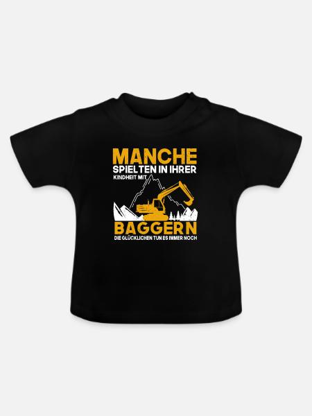 Bagger Kindheit Baggerfahrer - Baby Bio-T-Shirt mit Rundhals - Schwarz