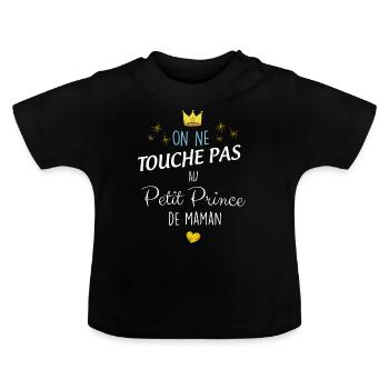 body bebe petit prince maman - T-shirt bio col rond Bébé - noir - Devant