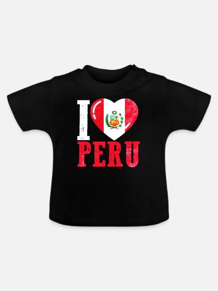 Ich liebe Peru - Baby Bio-T-Shirt mit Rundhals - Schwarz