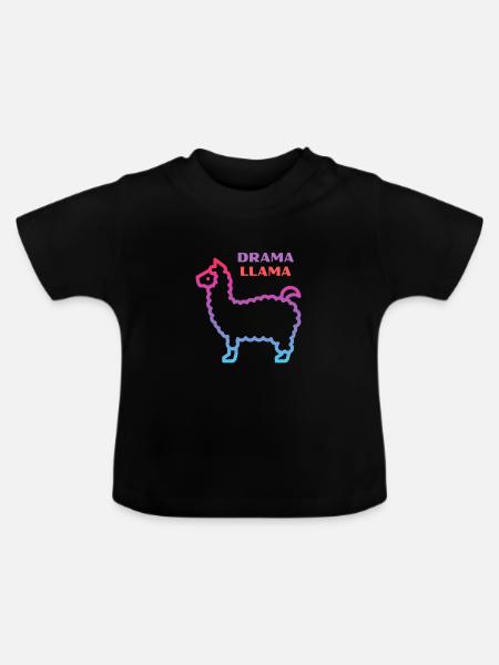 Drama Llama Lama - Baby Bio-T-Shirt mit Rundhals - Schwarz