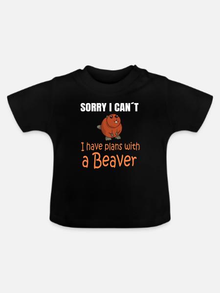 BEAVER: Plans with a Beaver - Baby Bio-T-Shirt mit Rundhals - Schwarz