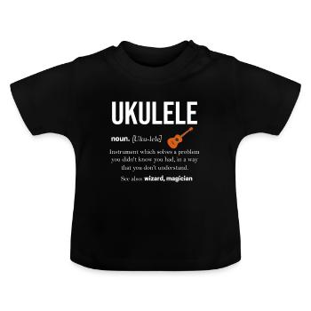 ukulélé - T-shirt bio col rond Bébé - noir - Devant