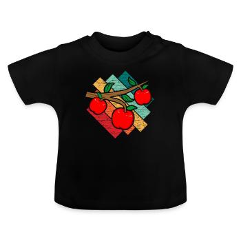 Apfel - Baby Bio-T-Shirt mit Rundhals - Schwarz - Vorne