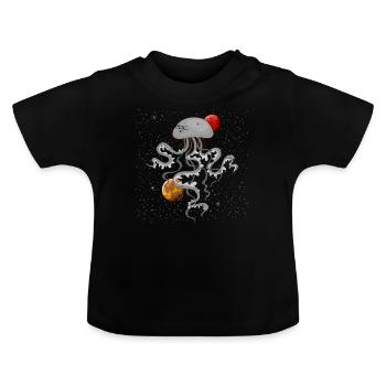 Plongeur amoureux des animaux méduses - T-shirt bio col rond Bébé - noir - Devant