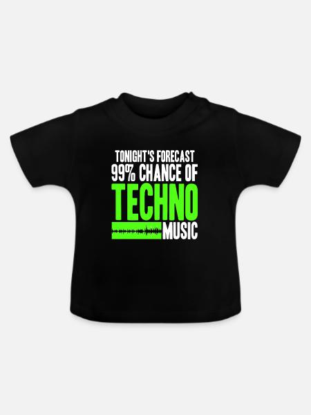 Live Techno heute Abend - Baby Bio-T-Shirt mit Rundhals - Schwarz