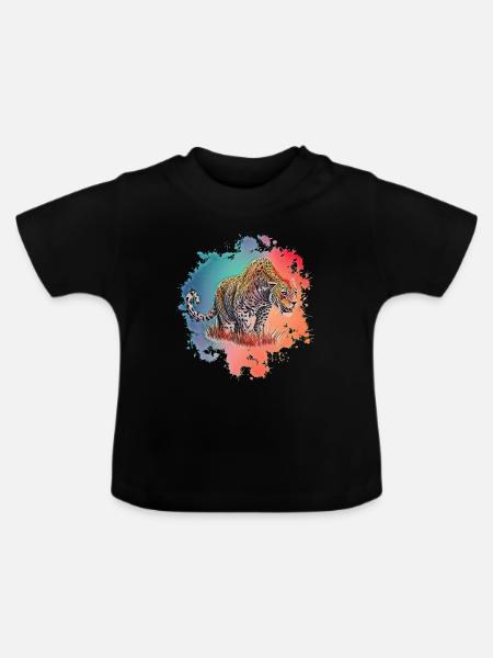 Leopard - Baby Bio-T-Shirt mit Rundhals - Schwarz