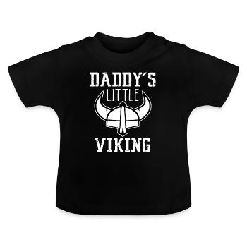 petit viking viking bébé enfants de papa papa - T-shirt bio col rond Bébé - noir - Devant
