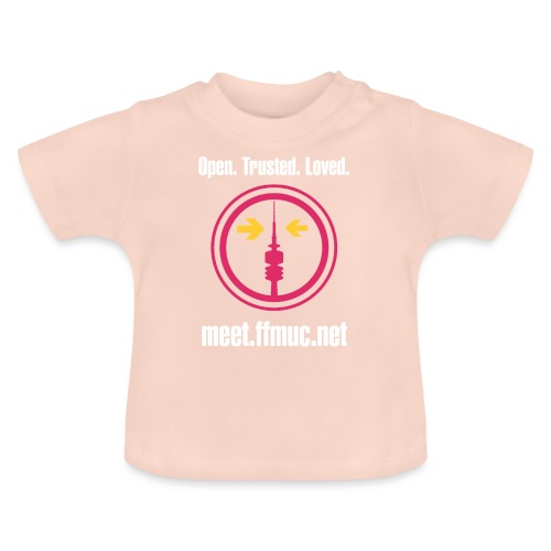 Freifunk Meet - Open-Trusted-Loved weiß - Baby Bio-T-Shirt mit Rundhals