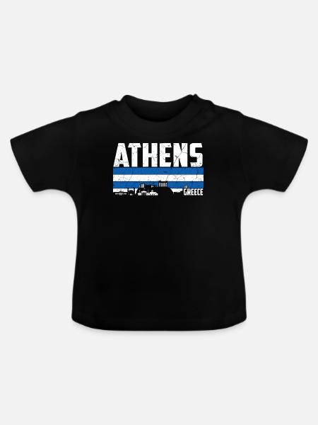 Athen Griechenland Skyline - Baby Bio-T-Shirt mit Rundhals - Schwarz