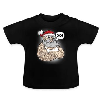 Père Noël avec des tatouages - T-shirt bio col rond Bébé - noir - Devant