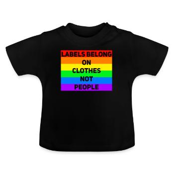 Les étiquettes appartiennent aux vêtements et non aux personnes - T-shirt bio col rond Bébé - noir - Devant