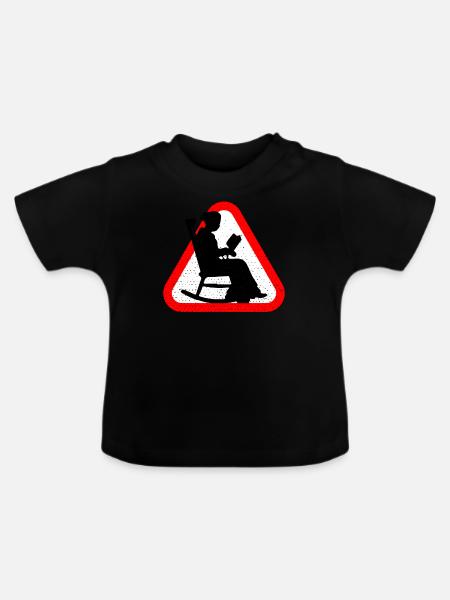 Attention Grandma - Baby Bio-T-Shirt mit Rundhals - Schwarz