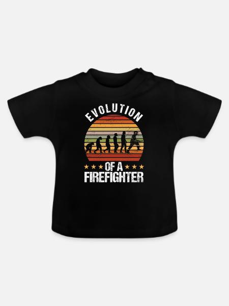 Feuerwehrmann und Feuerwehr Evolution - Baby Bio-T-Shirt mit Rundhals - Schwarz