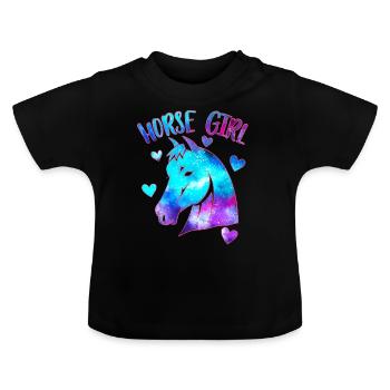 Fille de cheval - T-shirt bio col rond Bébé - noir - Devant