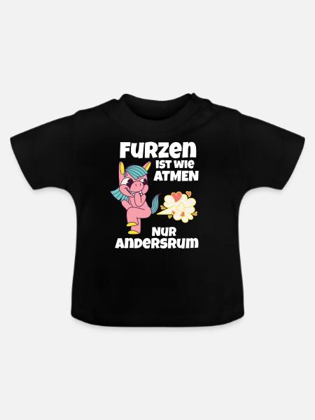 lustiges einhorn furz - Baby Bio-T-Shirt mit Rundhals - Schwarz